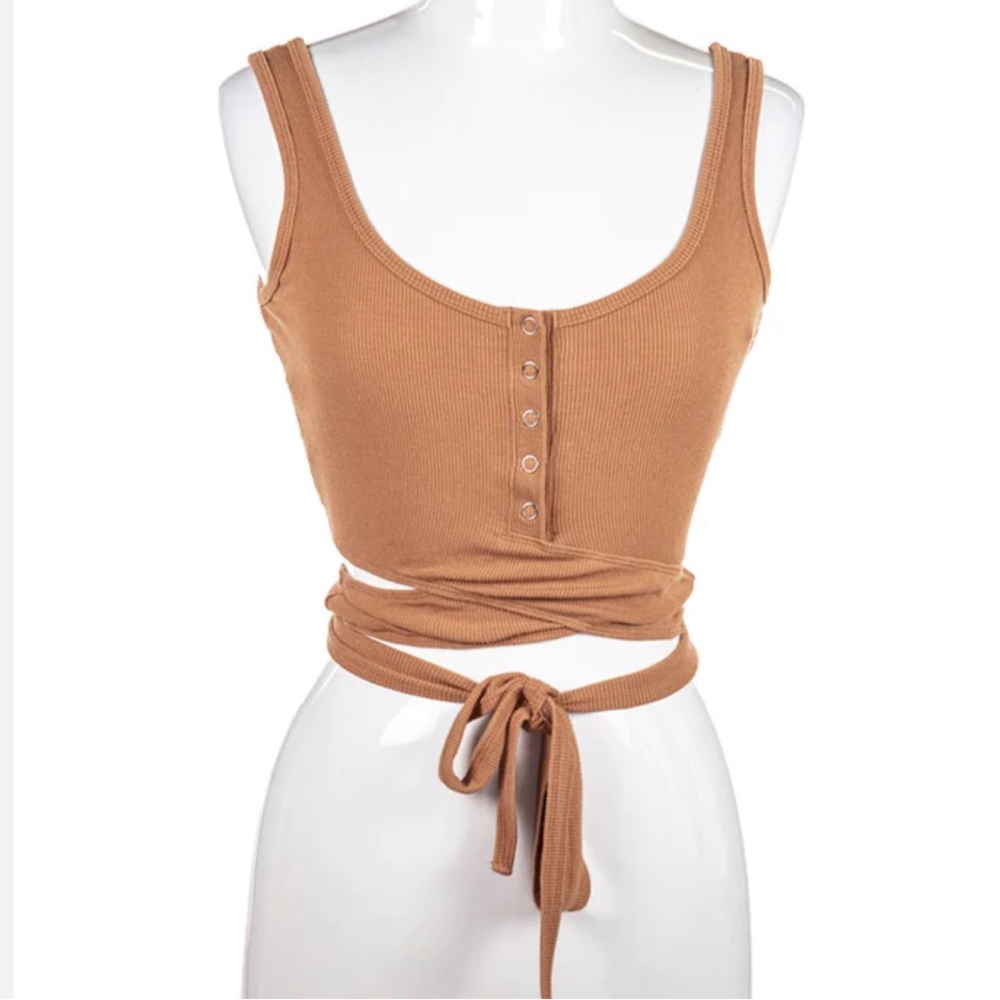 PRIVACY PLEASE Revolve Yellow Orion Wrap Tank Top - Picture 3 of 10